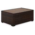 Brookland - 2-Piece Outdoor Sofa with Coffee Table - Brown, Beige