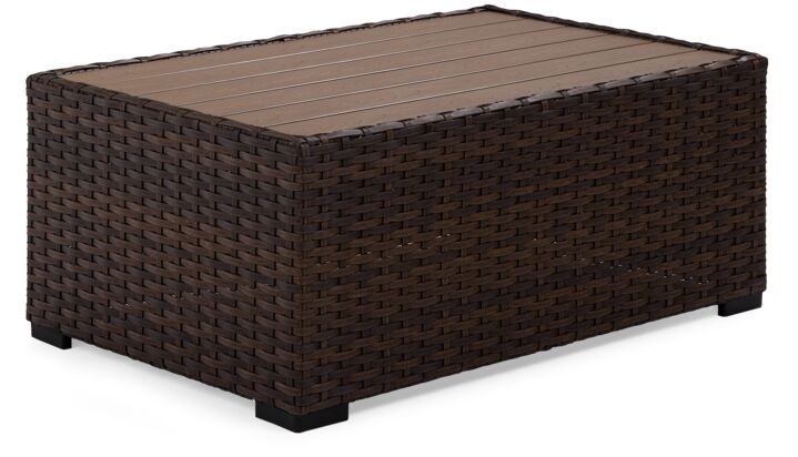 Brookland - 2-Piece Outdoor Sofa with Coffee Table - Brown, Beige