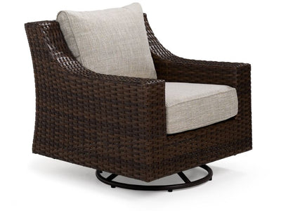 Brookland - Outdoor Swivel Chair - Brown, Beige