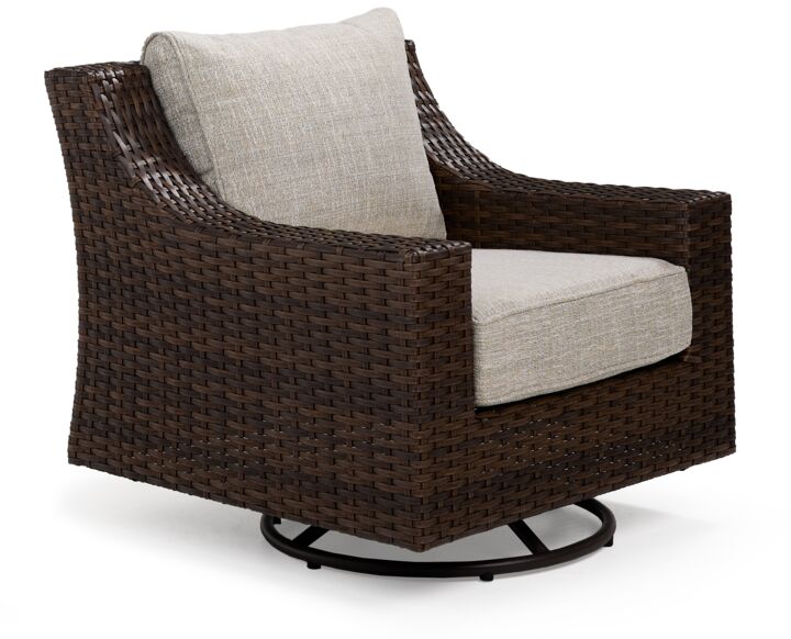 Brookland - Outdoor Swivel Chair - Brown, Beige