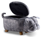 Bulldog Storage Ottoman - Grey