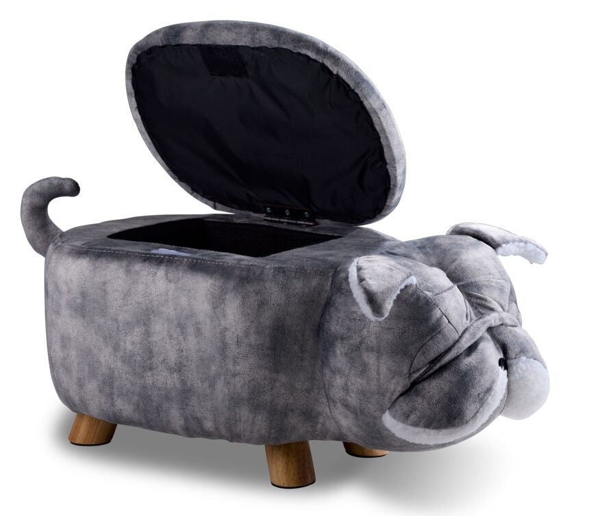 Bulldog Storage Ottoman - Grey