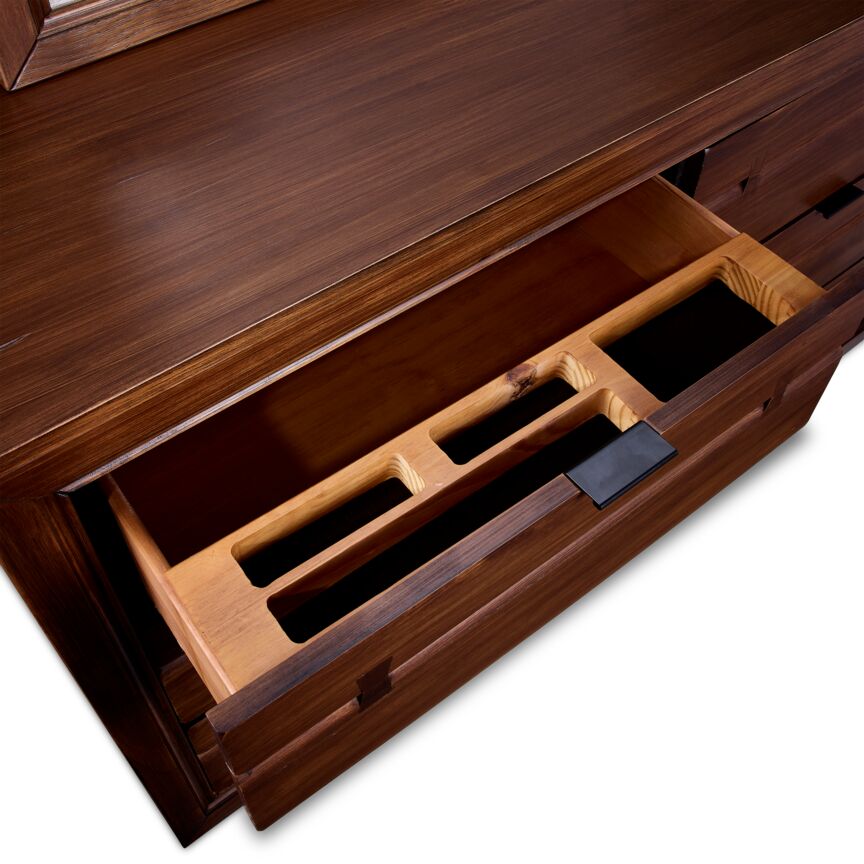 Camila 6-Drawer Dresser - Rustic Brown