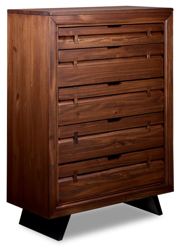 Camila 5 Drawer Chest - Rustic Brown