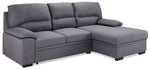 Camille Pop-Up Sofa Bed with Right-Facing Chaise- Grey, Charcoal