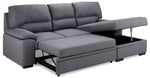 Camille Pop-Up Sofa Bed with Right-Facing Chaise- Grey, Charcoal