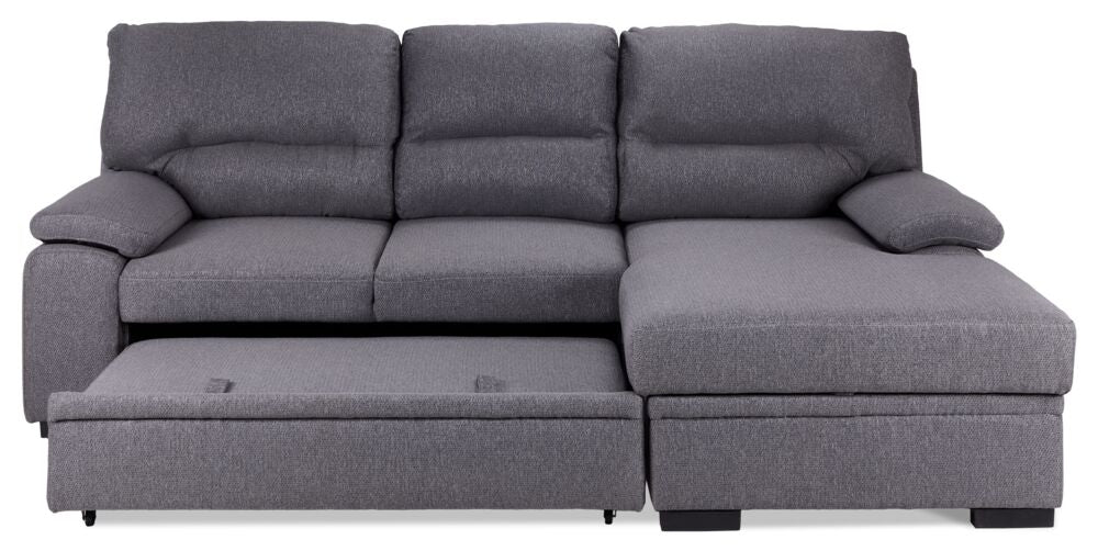 Camille PopUp Sofa Bed with RightFacing Chaise Grey, Charcoal Leon's