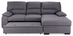 Camille Pop-Up Sofa Bed with Right-Facing Chaise- Grey, Charcoal