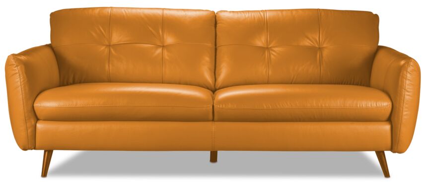 Carlino Leather Sofa and Chair Set - Honey Yellow