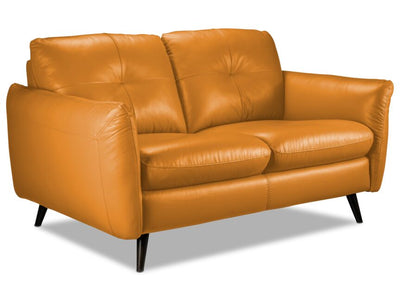 Carlino Leather Loveseat - Honey Yellow