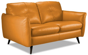 Carlino Leather Loveseat - Honey Yellow