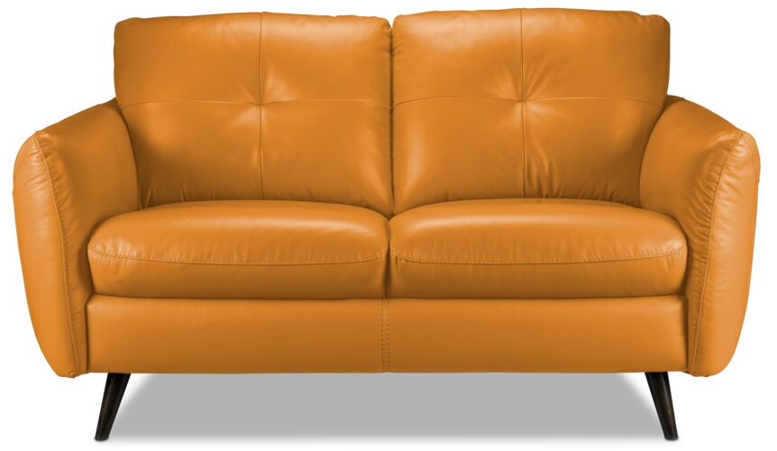 Yellow leather loveseat hotsell