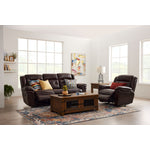 Cooper Leather Reclining Sofa and Loveseat with Console Set - Brown