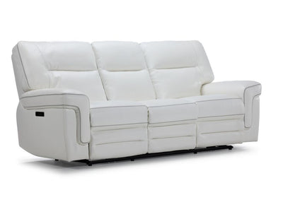 Cosmic Dual Power Reclining Sofa with Drop Down Table - White