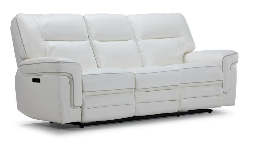 Cosmic Dual Power Reclining Sofa, Loveseat and Chair Set - White