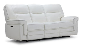 Cosmic Dual Power Reclining Sofa with Drop Down Table - White