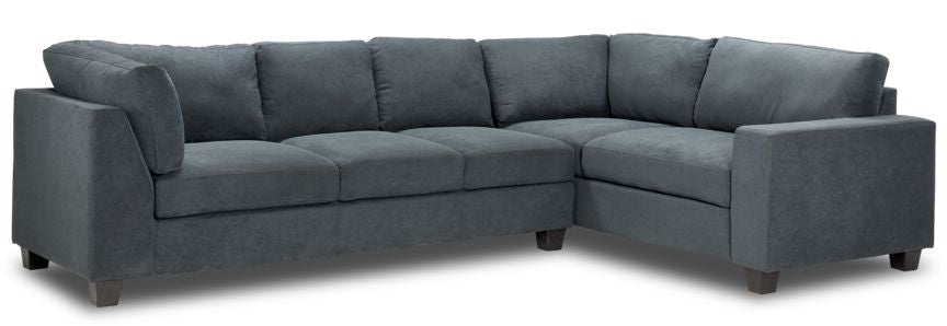 Cosmos grey 2 piece sectional with right arm facing outlet chaise