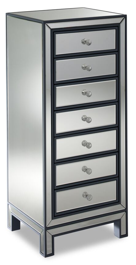 Crystal 7 Drawer Chest - Mirrored Glass