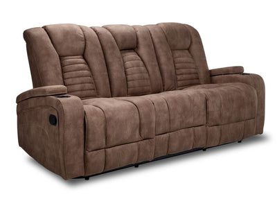 Dallas Reclining Sofa With Drop Down Table- Mocha