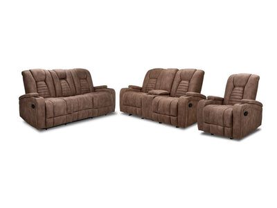 Dallas Reclining Sofa, Loveseat & Chair Set - Mocha