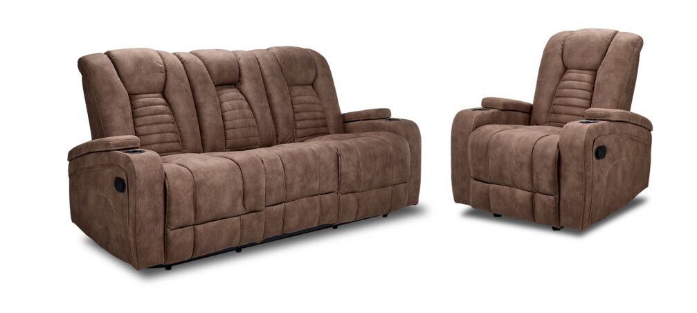 leonoah Dallas Reclining Sofa & Chair Set - Mocha | Leon's