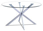 Darron Round Glass Dining Table - Glass, Chrome