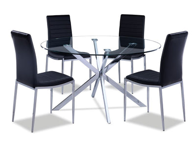Darron 5 - Piece Round Glass Dining Table Set - Black