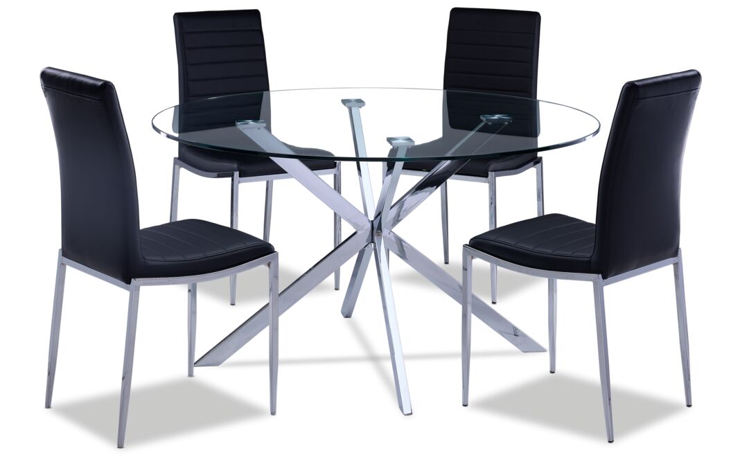 Darron 5 - Piece Round Glass Dining Table Set - Black