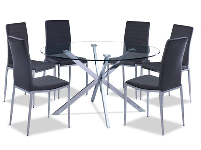 Darron 5 - Piece Round Glass Dining Table Set - Slate