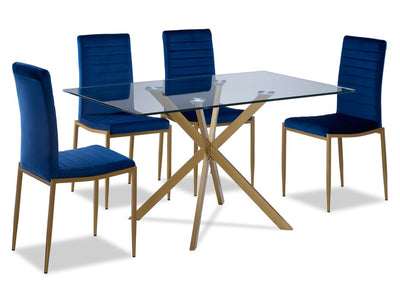 Darron 5-Piece Dining Set - Blue, Gold