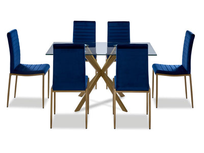 Darron 7-Piece Dining Set - Blue, Gold