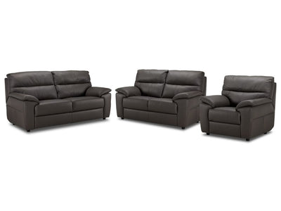 Toscana Leather Sofa, Loveseat and Chair Set-Grey