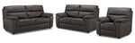 Toscana Leather Sofa, Loveseat and Chair Set - Dark Grey