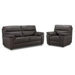 Toscana Leather Sofa and Chair Set-Grey