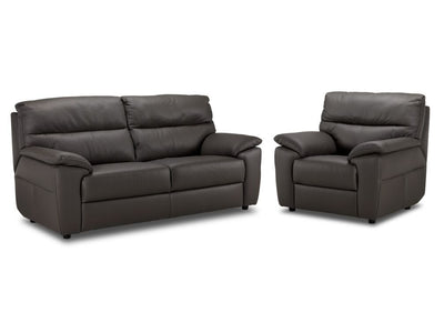 Toscana Leather Sofa and Chair Set-Grey