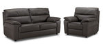 Toscana Leather Sofa and Chair Set - Dark Grey