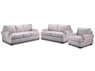 Elaine Sofa, Loveseat & Chair Set- Cream