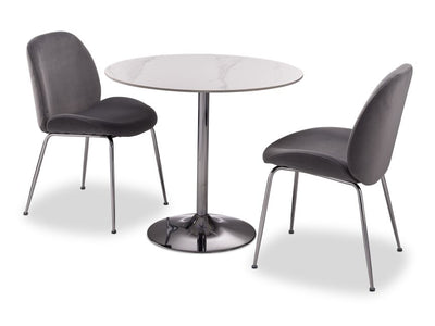 Elly Condo 3-Piece Dining Set Sintered Stone - White, Chrome