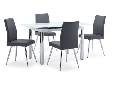 Emilia 5-Piece Dining Set - White, Chrome