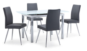 Emilia 5-Piece Dining Set - White, Chrome