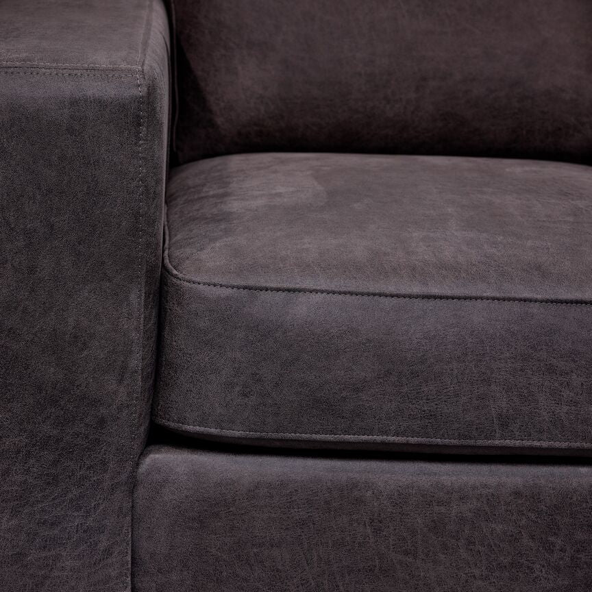 Enrico Leather Sofa - Slate