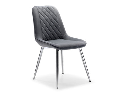 Everly Velvet Chair - Grey, Chrome