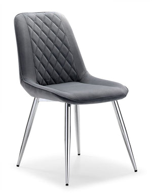 Everly Velvet Chair - Grey, Chrome