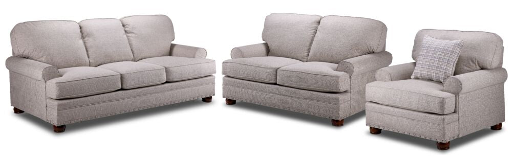 Farmington Sofa, Loveseat and Chair Set - Buff