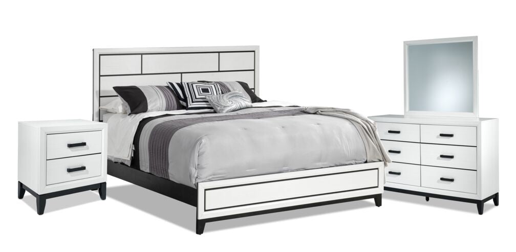 Fog 6-Piece Full Bedroom Package - White, Black