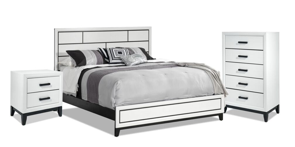 Fog 5-Piece Full Bedroom Package - White, Black