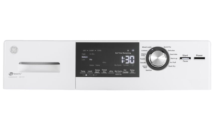 GE White 24" Ventless Condenser Front Load Electric Dryer (4.1 Cu.Ft.) - GFT14JSIMWW