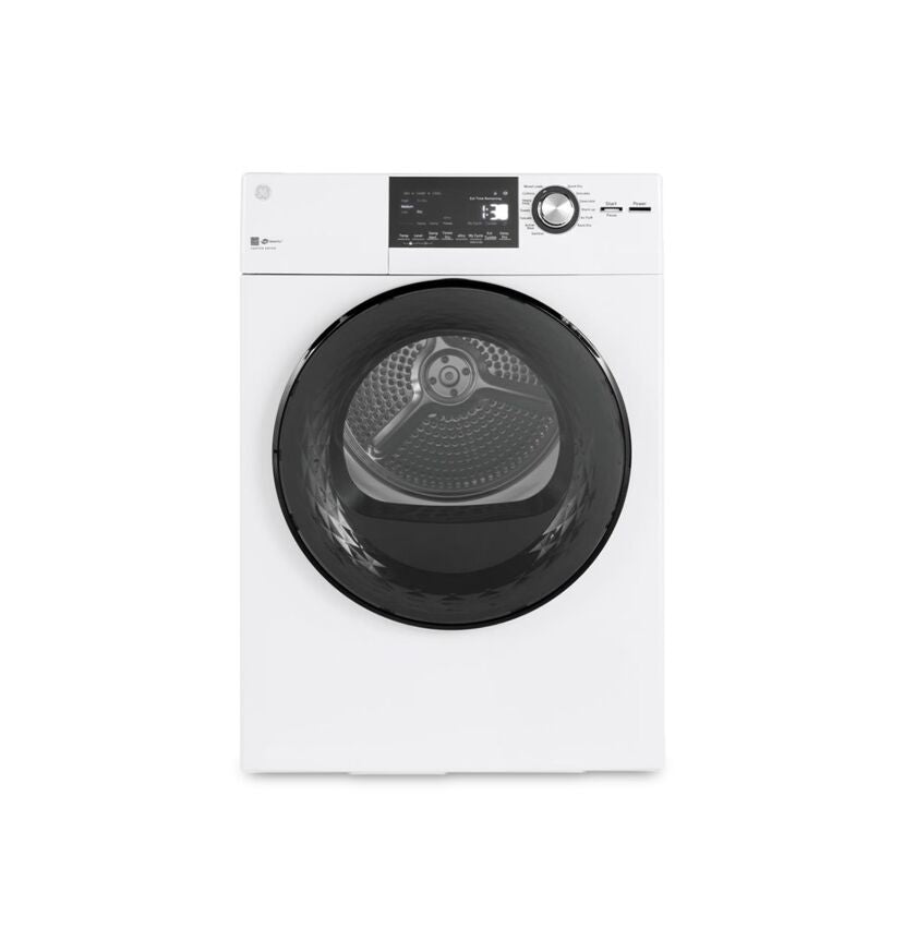 GE White Vented Electric Dryer with Stainless Steel Drum (4.1 Cu.Ft.) - GFD14JSINWW