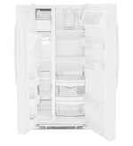 GE White 33" Side-by-Side Refrigerator with Ice & Water Dispenser (23 Cu. Ft.)- GSS23GGPWW