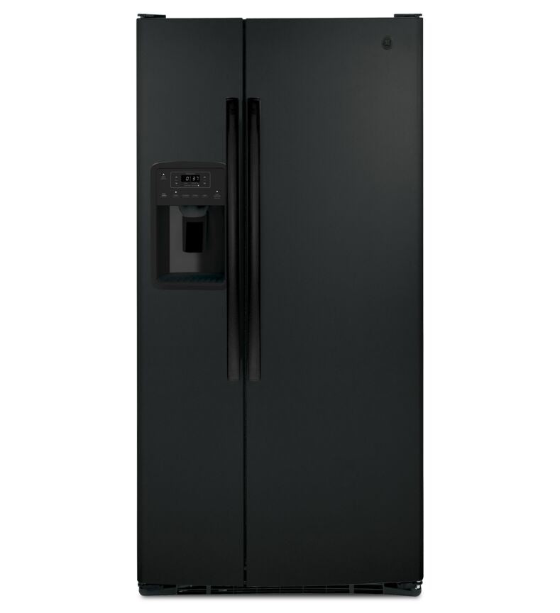 GE Black 33" Side-by-Side Refrigerator with Ice & Water Dispenser (23 Cu. Ft.)- GSS23GGPBB